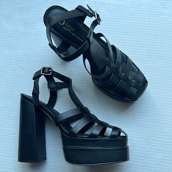 Forever 21 Faux Leather Caged Platform Heels - Picture 2 of 11